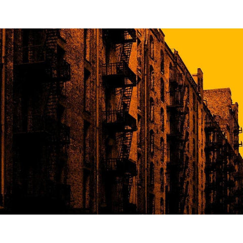Fire Escapes Gold Ornate Wood Framed Art Print with Double Matting by Pica, Jeff
