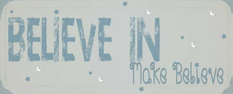 Believe Make Believe Blue Black Ornate Wood Framed Art Print with Double Matting by Shannon, Julie