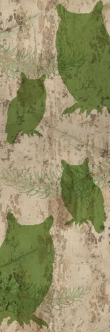 Owls and Branches White Modern Wood Framed Art Print with Double Matting by Allen, Kimberly