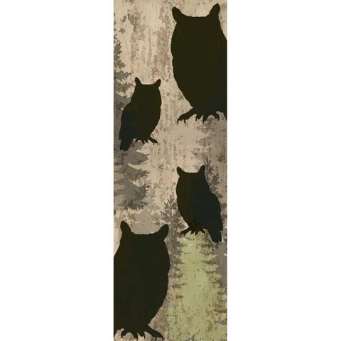 Owls and Pines Gold Ornate Wood Framed Art Print with Double Matting by Allen, Kimberly