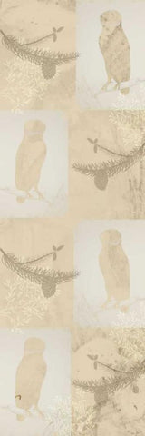 Cream Owl Silhouette White Modern Wood Framed Art Print with Double Matting by Allen, Kimberly