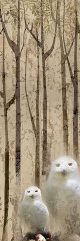 Owls in the Trees 2 White Modern Wood Framed Art Print with Double Matting by Allen, Kimberly