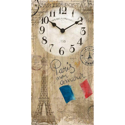 Paris Clock White Modern Wood Framed Art Print by Allen, Kimberly