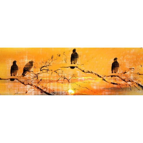 Black Birds Black Modern Wood Framed Art Print with Double Matting by Allen, Kimberly