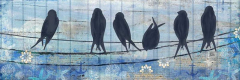 Coastal Birds White Modern Wood Framed Art Print with Double Matting by Allen, Kimberly