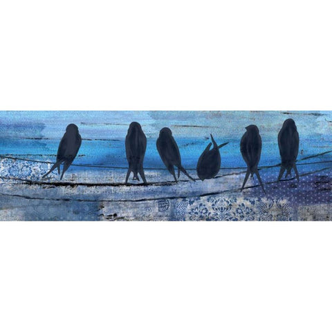 Birds in Blue White Modern Wood Framed Art Print by Allen, Kimberly