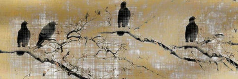 Black Birds Black Ornate Wood Framed Art Print with Double Matting by Allen, Kimberly