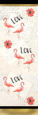 Flamingo Love White Modern Wood Framed Art Print with Double Matting by Allen, Kimberly