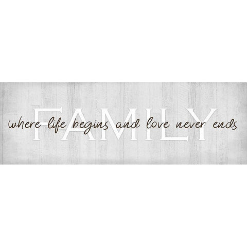 Family, Where Life Begins White Modern Wood Framed Art Print by Kimberly, Allen