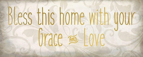Bless this Home Black Ornate Wood Framed Art Print with Double Matting by Kimberly, Allen