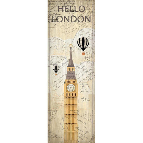 Hello Travel 1 Gold Ornate Wood Framed Art Print with Double Matting by Kimberly, Allen