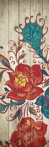Floral Spice Panel 1 Black Ornate Wood Framed Art Print with Double Matting by Kimberly, Allen