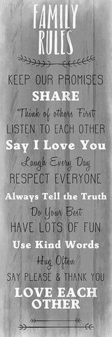 Family Rules v5 White Modern Wood Framed Art Print with Double Matting by Kimberly, Allen