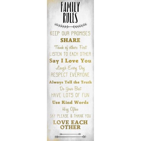 Family Rules v6 Gold Ornate Wood Framed Art Print with Double Matting by Kimberly, Allen