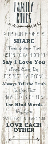 Family Rules v1 White Modern Wood Framed Art Print with Double Matting by Kimberly, Allen
