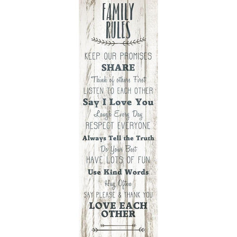 Family Rules v1 Black Modern Wood Framed Art Print by Kimberly, Allen