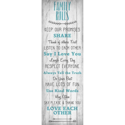Family Rules v3 Black Modern Wood Framed Art Print by Kimberly, Allen