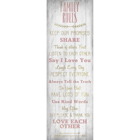 Family Rules v4 Black Modern Wood Framed Art Print with Double Matting by Kimberly, Allen