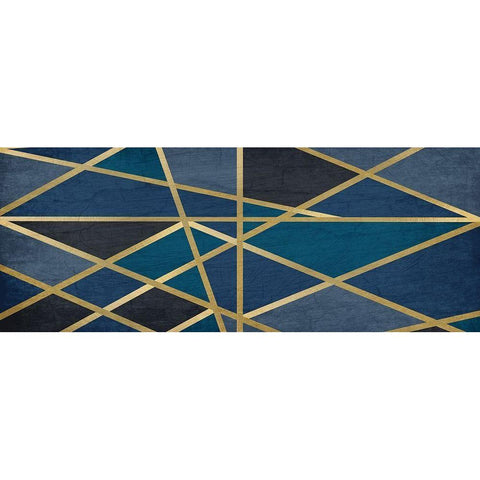 Gold and Blue Maze Black Modern Wood Framed Art Print with Double Matting by Kimberly, Allen