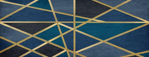Gold and Blue Maze Black Ornate Wood Framed Art Print with Double Matting by Kimberly, Allen