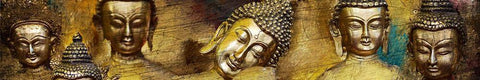 Buddhas Black Ornate Wood Framed Art Print with Double Matting by Kimberly, Allen