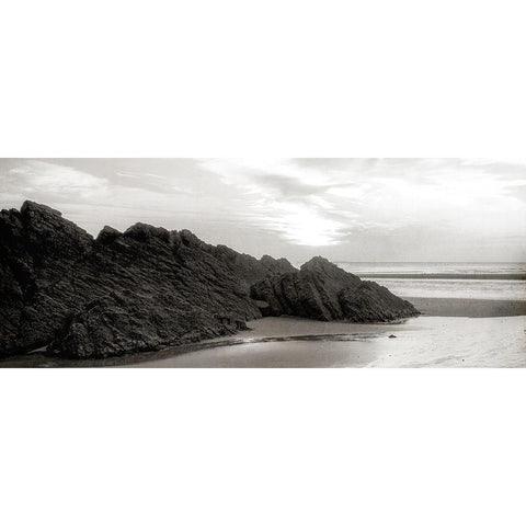 Quiet Beach Black Modern Wood Framed Art Print by Kimberly, Allen
