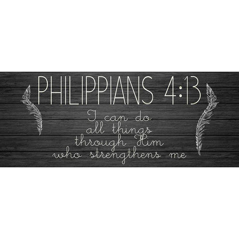 Philippians 4 13 Black Modern Wood Framed Art Print with Double Matting by Kimberly, Allen