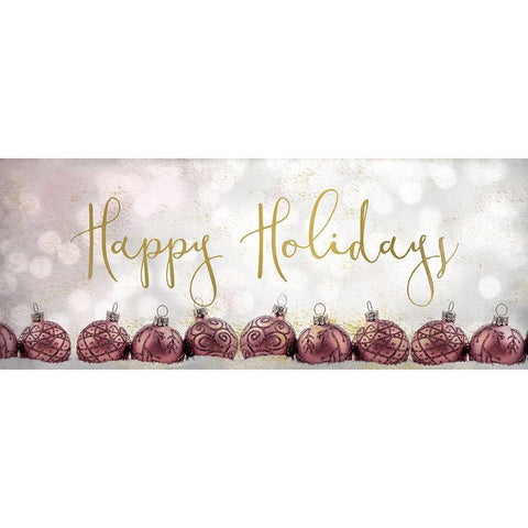 Ornaments in a Row-Happy Holidays Black Modern Wood Framed Art Print with Double Matting by Kimberly, Allen