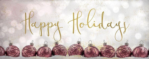 Ornaments in a Row-Happy Holidays White Modern Wood Framed Art Print with Double Matting by Kimberly, Allen