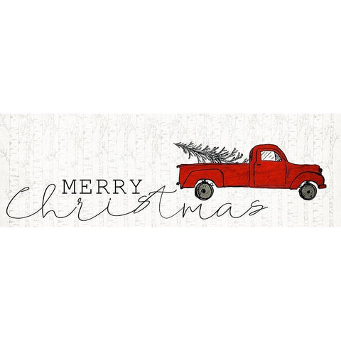 Merry Christmas Truck Gold Ornate Wood Framed Art Print with Double Matting by Kimberly, Allen