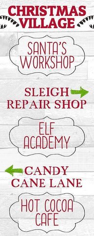 Christmas Village White Modern Wood Framed Art Print with Double Matting by Kimberly, Allen