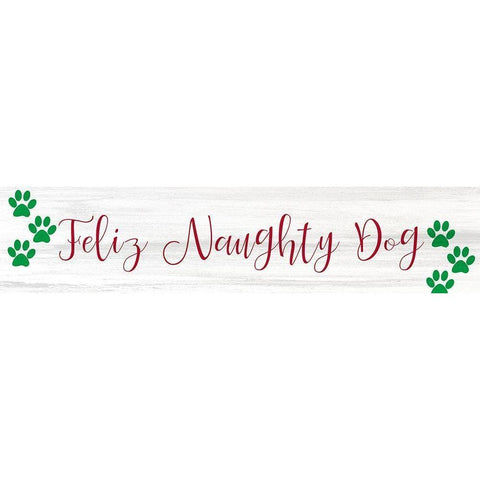 Feliz Naughty Dog Black Modern Wood Framed Art Print with Double Matting by Kimberly, Allen