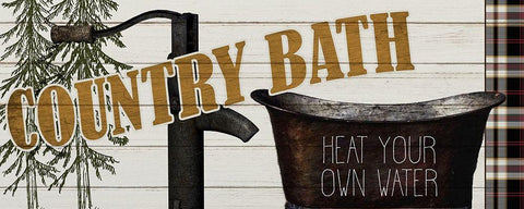 Country Bath Black Ornate Wood Framed Art Print with Double Matting by Kimberly, Allen