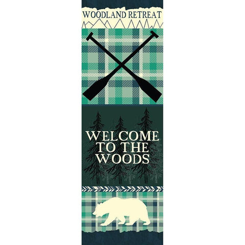 Welcome to the Woods Panel A Black Modern Wood Framed Art Print with Double Matting by Kimberly, Allen