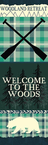 Welcome to the Woods Panel A White Modern Wood Framed Art Print with Double Matting by Kimberly, Allen