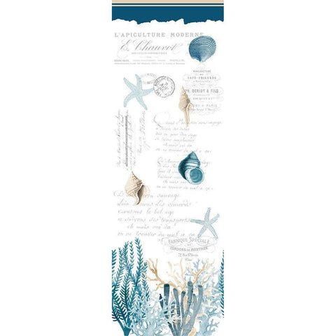 Coral Cove Blue Gold Ornate Wood Framed Art Print with Double Matting by Kimberly, Allen