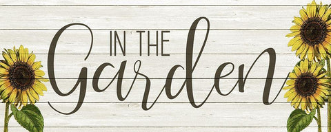 Sunflower Garden White Modern Wood Framed Art Print with Double Matting by Kimberly, Allen