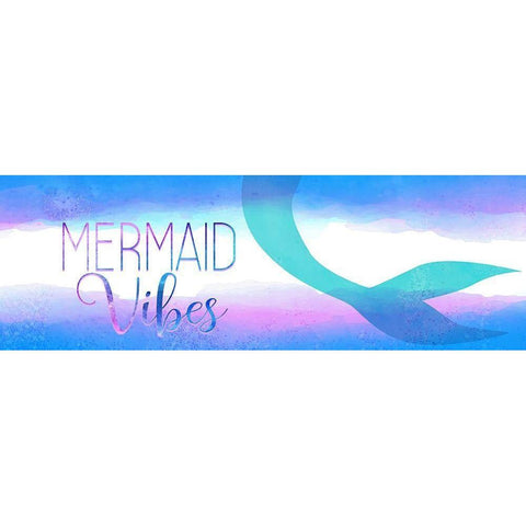 Mermaid Vibes Black Modern Wood Framed Art Print by Kimberly, Allen