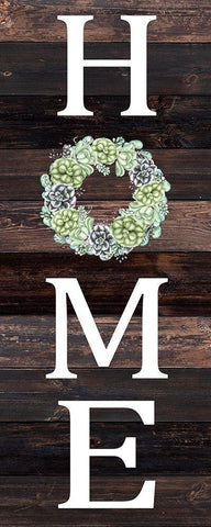 Home Succulent Wreath White Modern Wood Framed Art Print with Double Matting by Kimberly, Allen