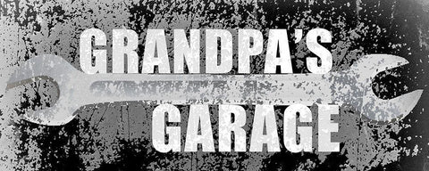 Grandpas Garage Black Ornate Wood Framed Art Print with Double Matting by Kimberly, Allen