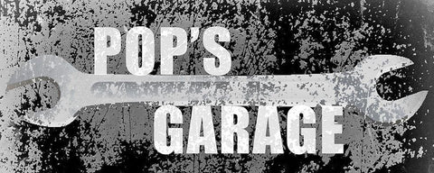 Pops Garage Black Ornate Wood Framed Art Print with Double Matting by Kimberly, Allen