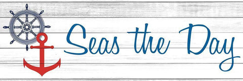 Seas the Day White Modern Wood Framed Art Print with Double Matting by Kimberly, Allen