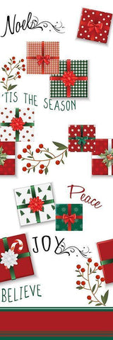 Christmas Presents Panel Black Ornate Wood Framed Art Print with Double Matting by Allen, Kimberly