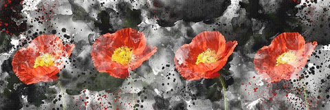 Poppy Panel Black Ornate Wood Framed Art Print with Double Matting by Allen, Kimberly
