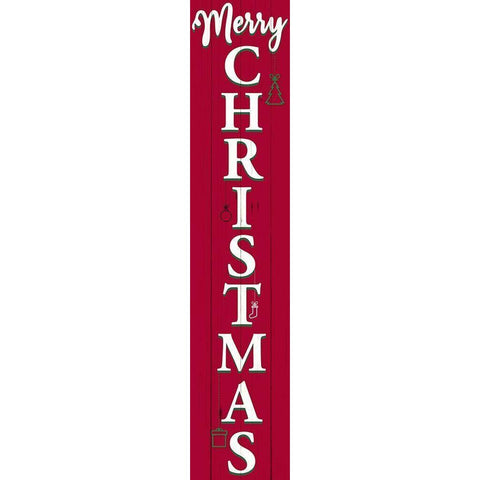 Merry Christmas Porch Sign Black Modern Wood Framed Art Print with Double Matting by Allen, Kimberly