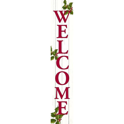 Welcome Christmas Porch Sign Gold Ornate Wood Framed Art Print with Double Matting by Allen, Kimberly