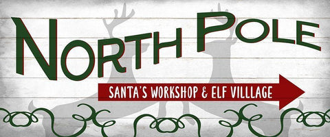 Santas Workshop White Modern Wood Framed Art Print with Double Matting by Allen, Kimberly