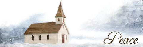 Snowy Church v2 Black Ornate Wood Framed Art Print with Double Matting by Allen, Kimberly