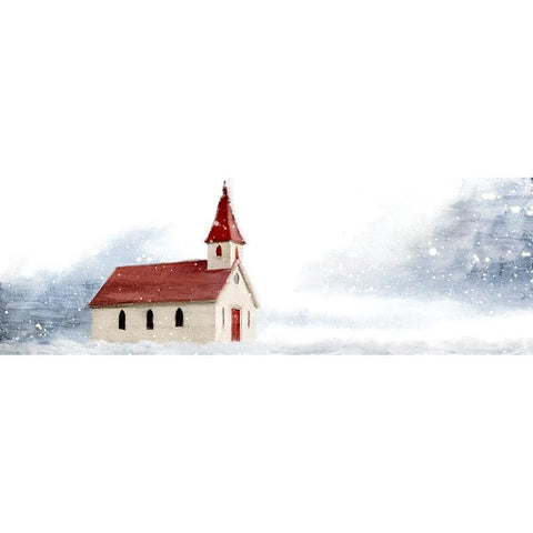 Snowy Church Black Modern Wood Framed Art Print by Allen, Kimberly