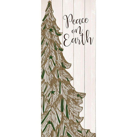 Peace on Earth Tree Gold Ornate Wood Framed Art Print with Double Matting by Allen, Kimberly